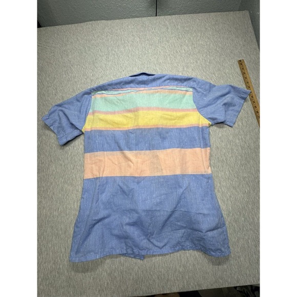 Vtg 80s‎ Sea Isle By Arrow Men’s L Color Blocked Button Down - Picture 5 of 7